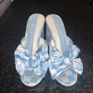 Gianni Bini Blue and White Checkered Heels